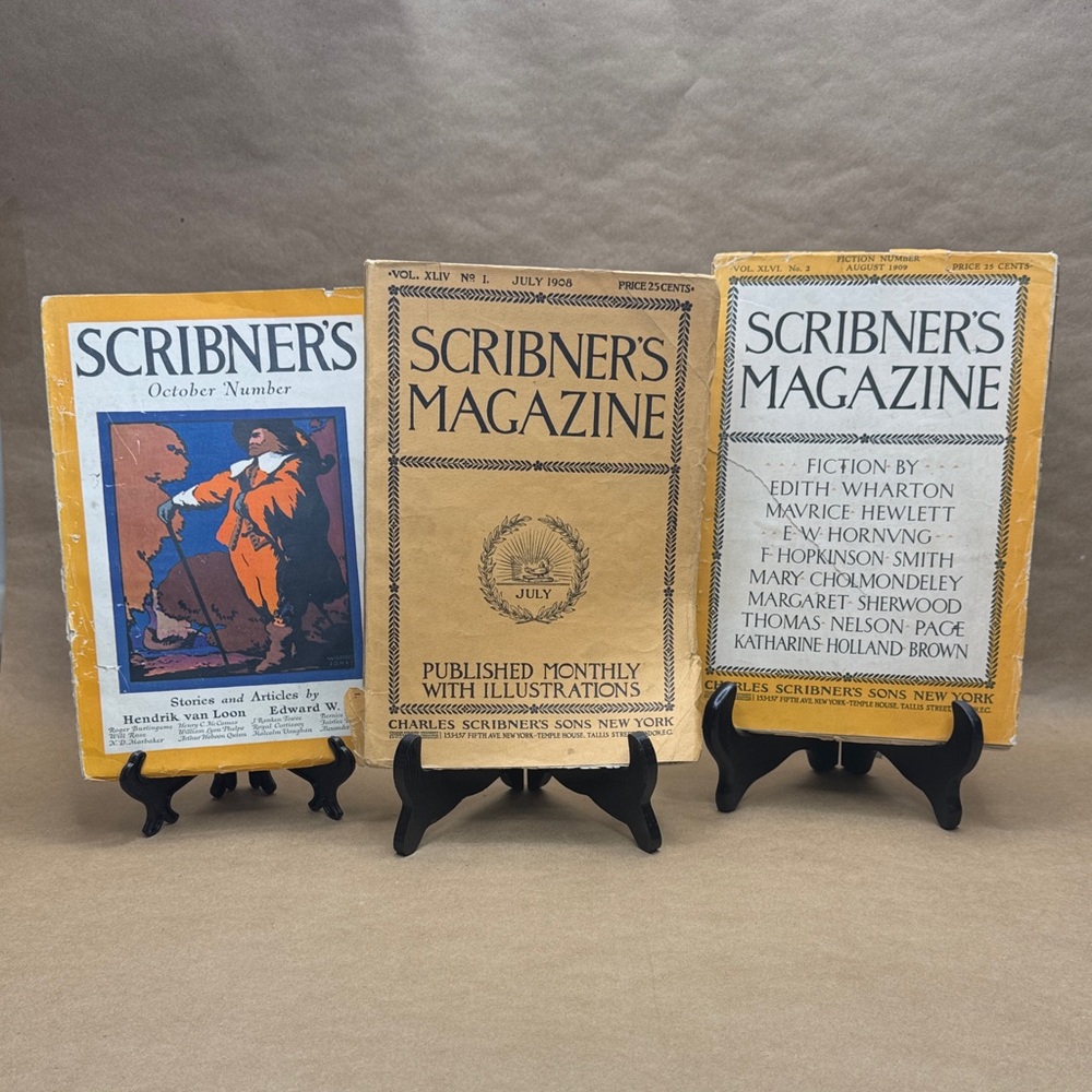 Antique Scribner’s Magazines set of 3, 1908,1909,1926